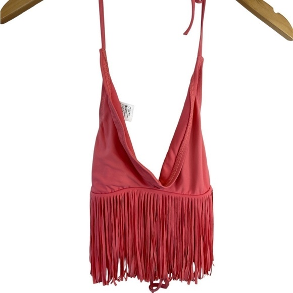 l*Space Audrey Fringe Halter Bikini Top in Watermelon - Picture 5 of 14